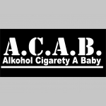 A.C.A.B. Alkohol Cigarety A Baby čierna mikina s kapucou stiahnutelnou šnúrkami a klokankovým vreckom vpredu 